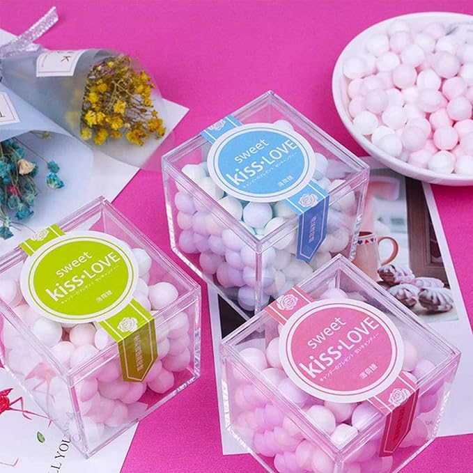 KissYou Acrylic Box with Lid 2 Pieces Clear Square Cube Jewelry Storage Box - Image 5