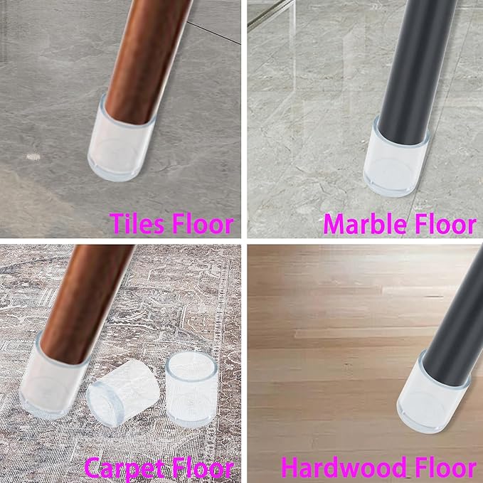 Round Chair Leg Caps, PVC Furniture Feet Covers, TTZEZE Transparent Round Floor - Image 7