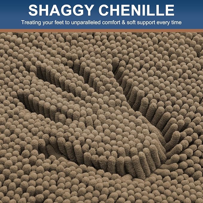 Smiry Luxury Chenille Bathroom Rugs 59x35, Extra Soft and Absorbent Shaggy Bath - Image 3