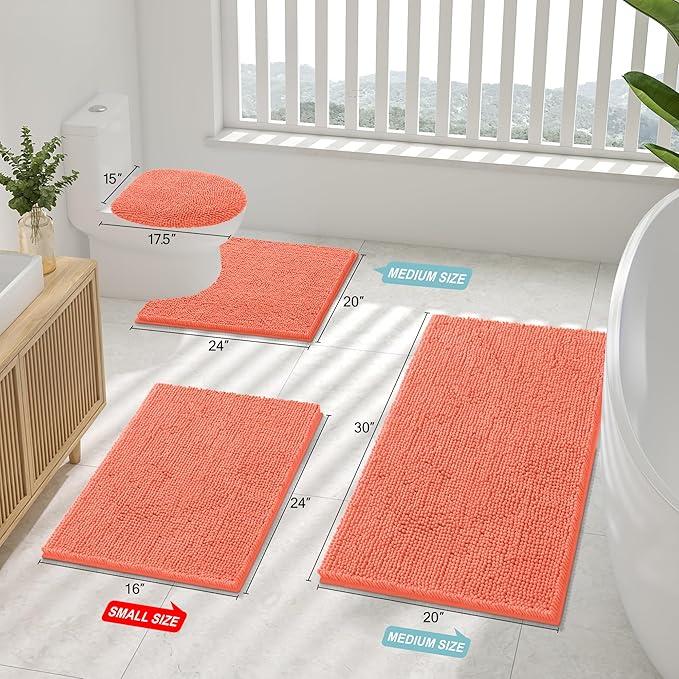 Smiry Luxury Chenille Toilet Rugs U-Shaped 24x20, Soft Absorbent Non-Slip - Image 2