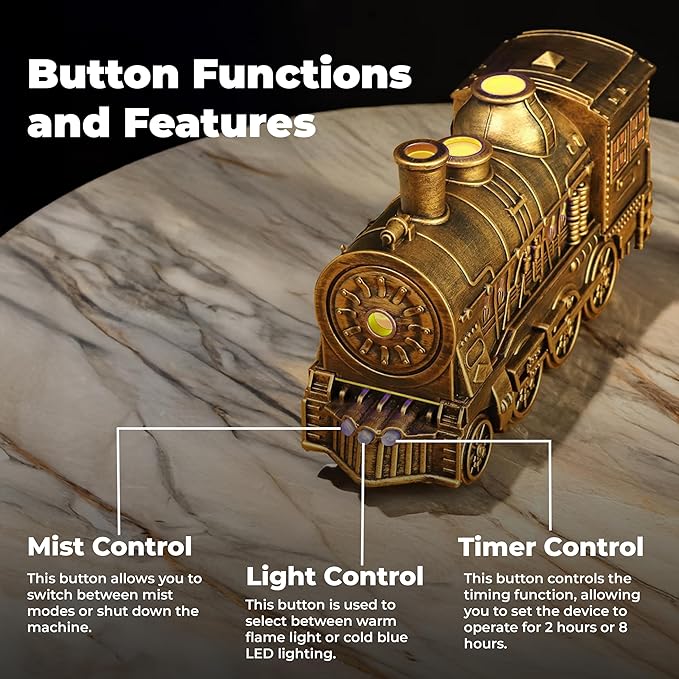 OMEO Gold Small Train Aromatherapy Humidifier & Essential Oil Diffuser - Image 4