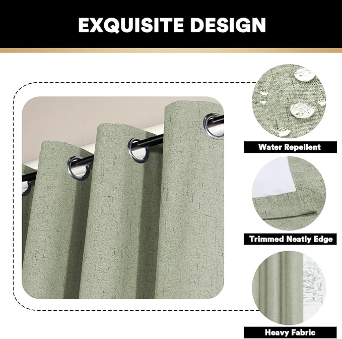 PrinceDeco Blackout Curtains for Sliding Glass Doors Linen Look Blackout - Image 6