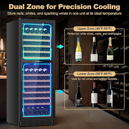 24 Inch Dual Zone Wine Cooler Refrigerator, Large Capacity - Image 2