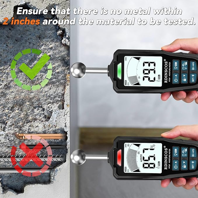 2-in-1 Pin & Pinless Moisture Meter, Digital Moisture Detector - Image 7