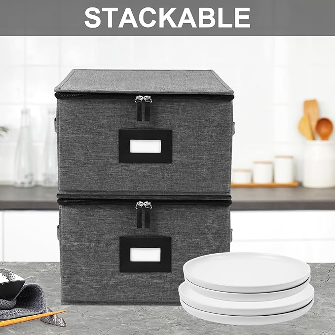 Mayniu China Storage Containers Hard Shell, Stackable Dinnerware Storage - Image 6