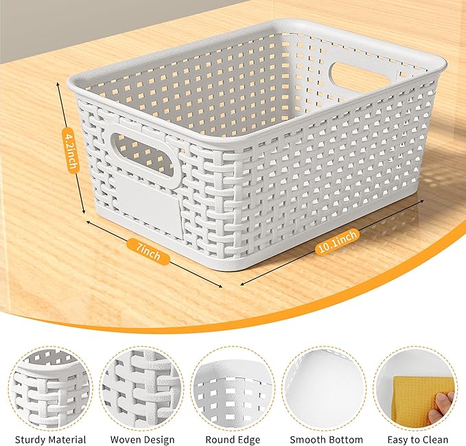 White Plastic Storage Baskets - Image 2
