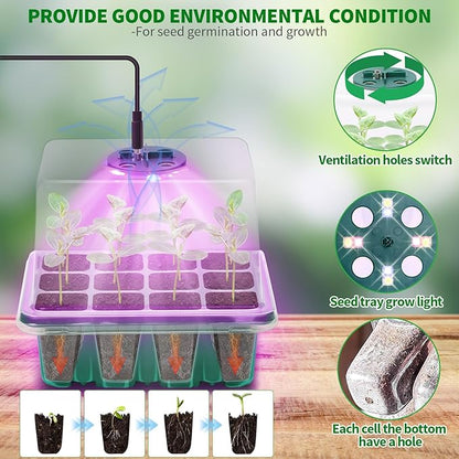 Seed Starter Tray with Plant Light, 4 Pack Grow Lights - Image 2