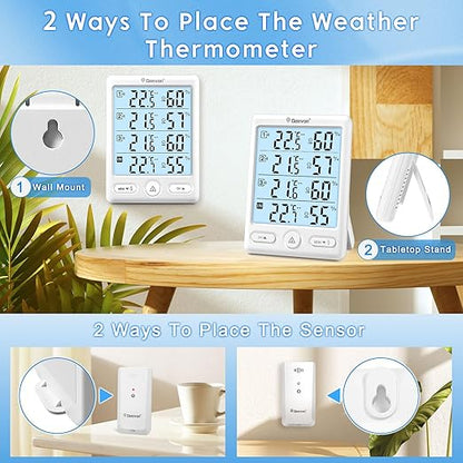 Geevon Indoor Outdoor Thermometer Wireless, 5-Inch Display Digital Hygrometer - Image 8