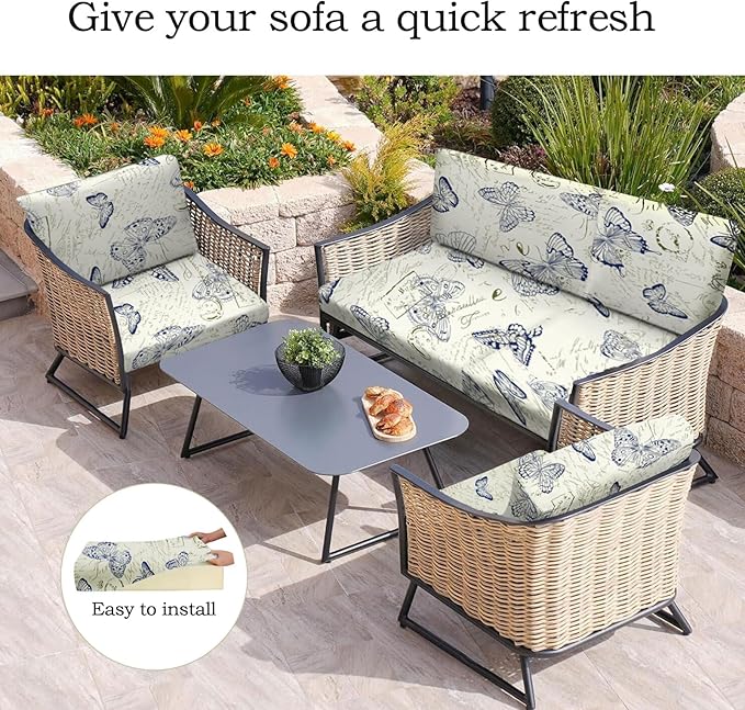 12pcs Outdoor Printed Sofa Seat Cushion Covers Strechable, Waterproof Elastic - Image 5