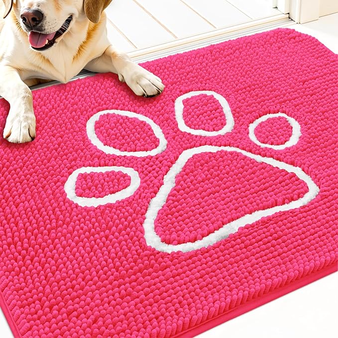 OLANLY Dog Door Mat for Muddy Paws 30x20, Paw Print Design, Absorbs Moisture by OLANLY