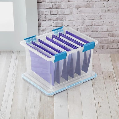 32 Quart Gasket Box, Weather-Resistant Clear File Storage Bin - Image 4