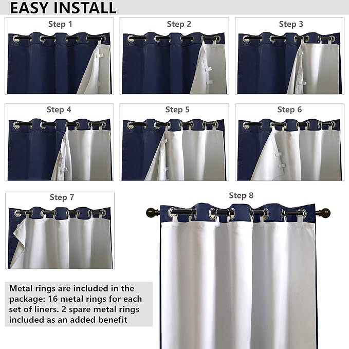 DriftAway Thermal Insulated 100 Percent Darkening Blackout Curtain Liner 2 - Image 4