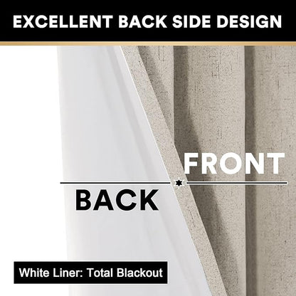 PrinceDeco 100% Blackout Curtains Linen Blackout Curtains 84 Inches Long - Image 5