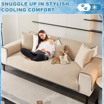 OTOB Cooling Dog Couch Cover Ice Silk Fiber, Washable & Non Slip Pet Mat Sofa - Image 9