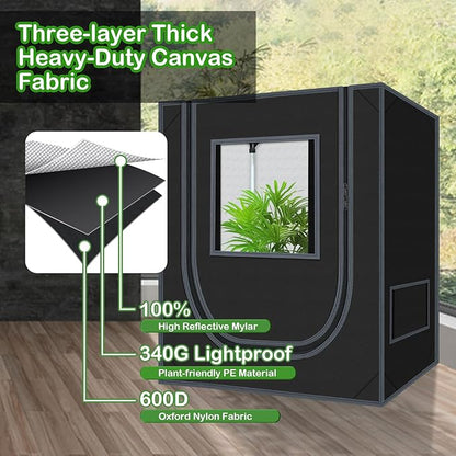 18"x30"x36" Grow Tent for Indoor Plants 600D Mylar Hydroponic High Reflective - Image 5