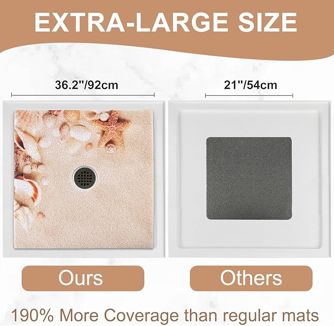 Square Shower Mat Non Slip: 36x36 Inch Extra Large Shower Mats - Image 2