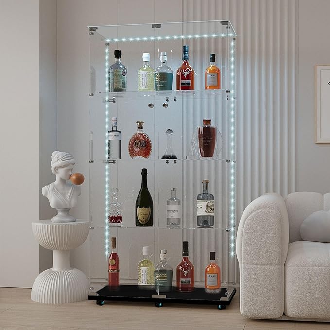 Yoluckea 4 Tiers Glass Display Cabinet - Image 5