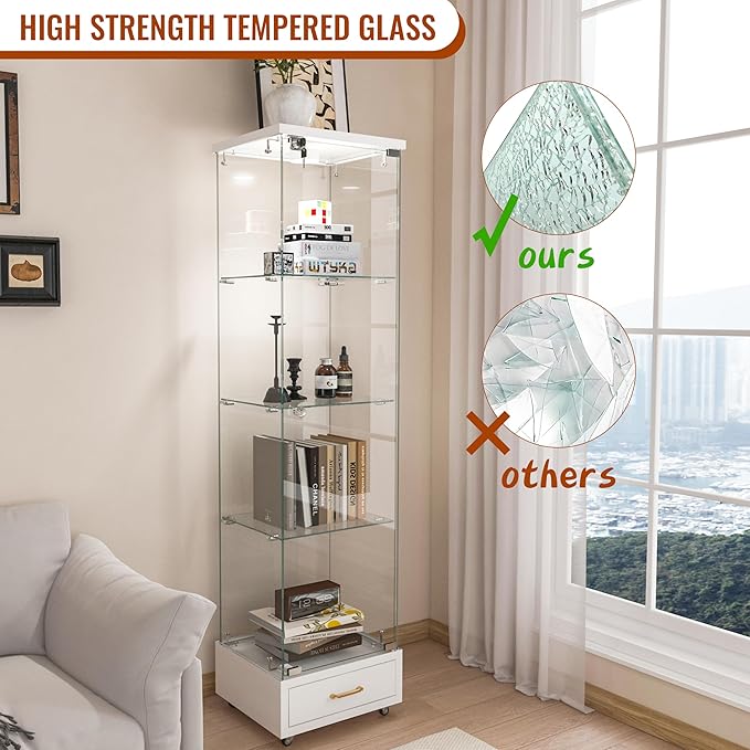 Yoluckea 4-Tier Glass Display Cabinet - Image 6