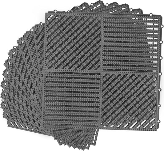 MYFAMIREA Modular Interlocking Cushion 12 Pack 11.8" x 11.8" Rubber Floor Tiles by MYFAMIREA