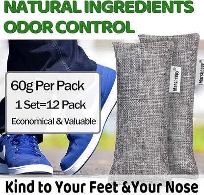 Marsheepy 12 Pack Charcoal Shoe Deodorizer Bags, Bamboo Charcoal Air Purifying - Image 3