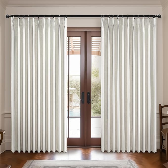 Curtains 60 Inch Length Extra Wide Pinch Pleated Black Out 84 Inch Long by QJMYDECO