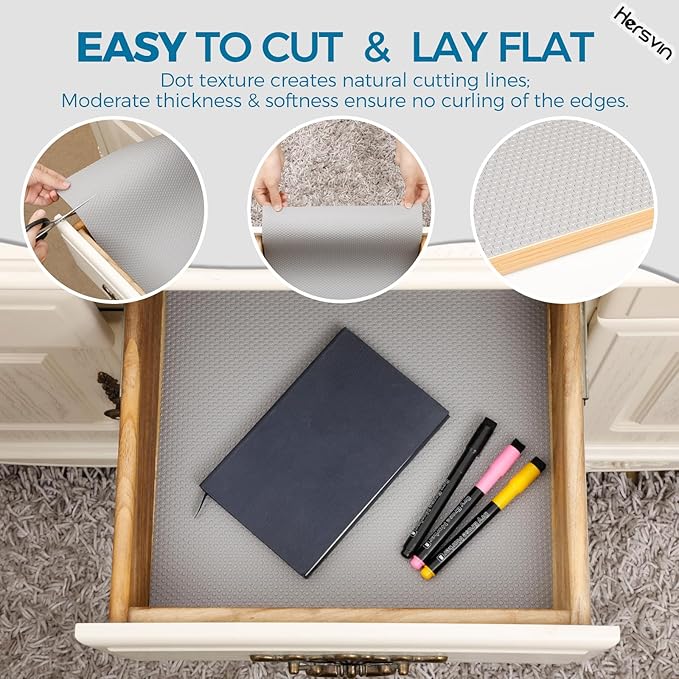 Hersvin Shelf Liners, 18in x 20ft Kitchen Drawer Mats, Non-Adhesive EVA - Image 5