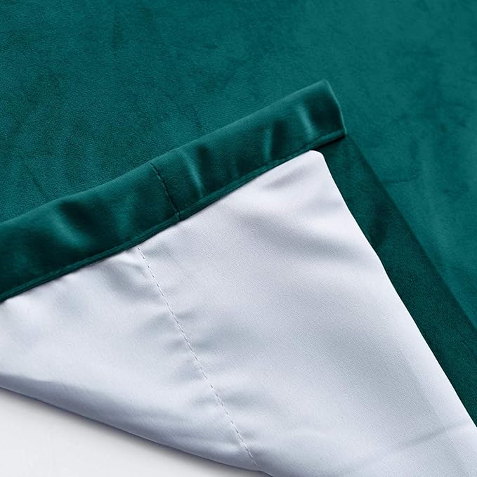 ChadMade Extra Long Blackout Lined Premium Velvet Curtain Everlade Teal - Image 5