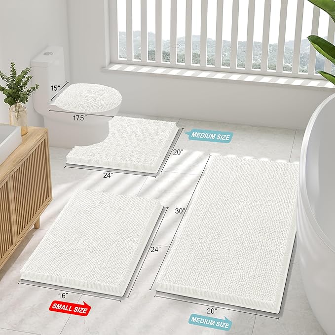 Smiry Luxury Chenille Bathroom Rugs 24x16, Extra Soft and Absorbent Shaggy Bath - Image 2