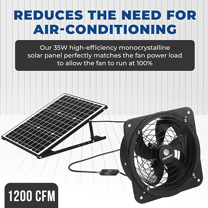 Solar Powered Wall Mount Exhaust Fan, 35 Watt - Image 4