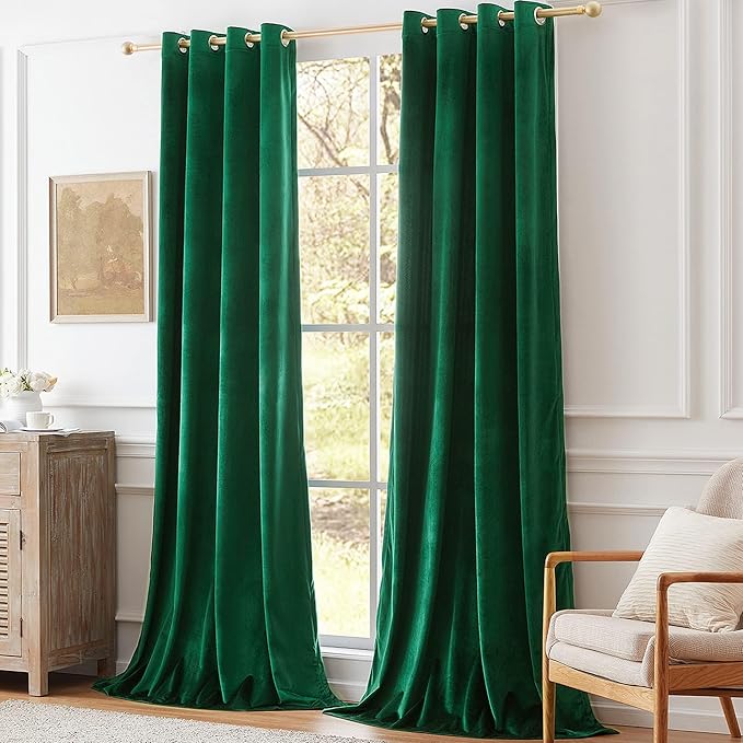Christmas Green Decorative Velvet Curtains 102 inches Elegant Living Room - Image 8
