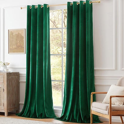 Christmas Green Decorative Velvet Curtains 102 inches Elegant Living Room - Image 8