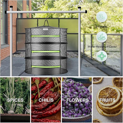 VIVOSUN 3-Layer Mesh Drying Rack Hanging Design - Image 4