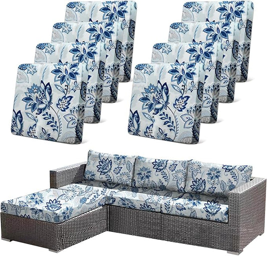 8pcs Floral Printed Stretchy Sofa Cushion Covers by CALBODE