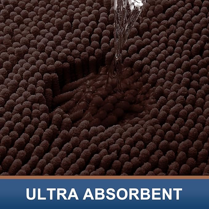 Smiry Luxury Chenille Toilet Rugs U-Shaped 24x24, Soft Absorbent Non-Slip - Image 4