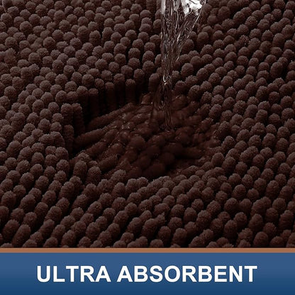 Smiry Luxury Chenille Toilet Rugs U-Shaped 24x24, Soft Absorbent Non-Slip - Image 4
