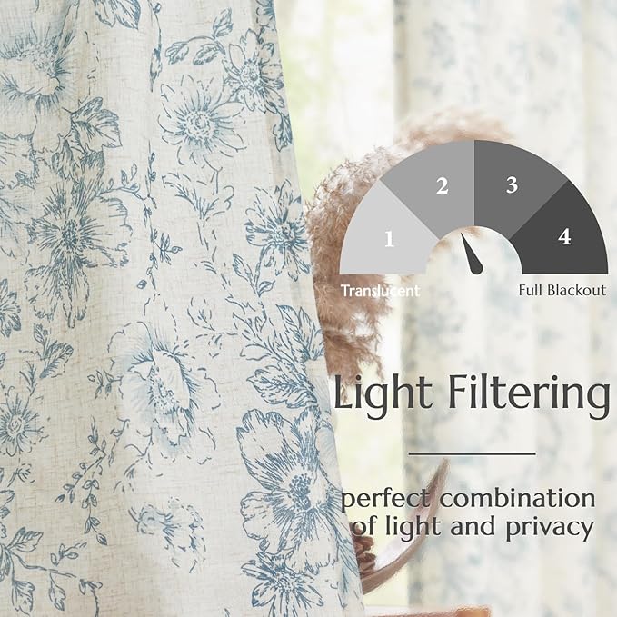 jinchan Linen Floral Curtains 100 Inch Extra Wide - Image 6