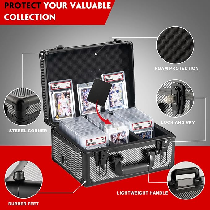 Graded Card Storage Box, Trading Cards Slab Carrying Case, 3 Row Hard Sports - Image 4