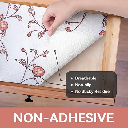 RAY STAR Shelf Liner, 12 Inch x 10 Feet Non Adhesive Floral Kitchen Cabinet - Image 8