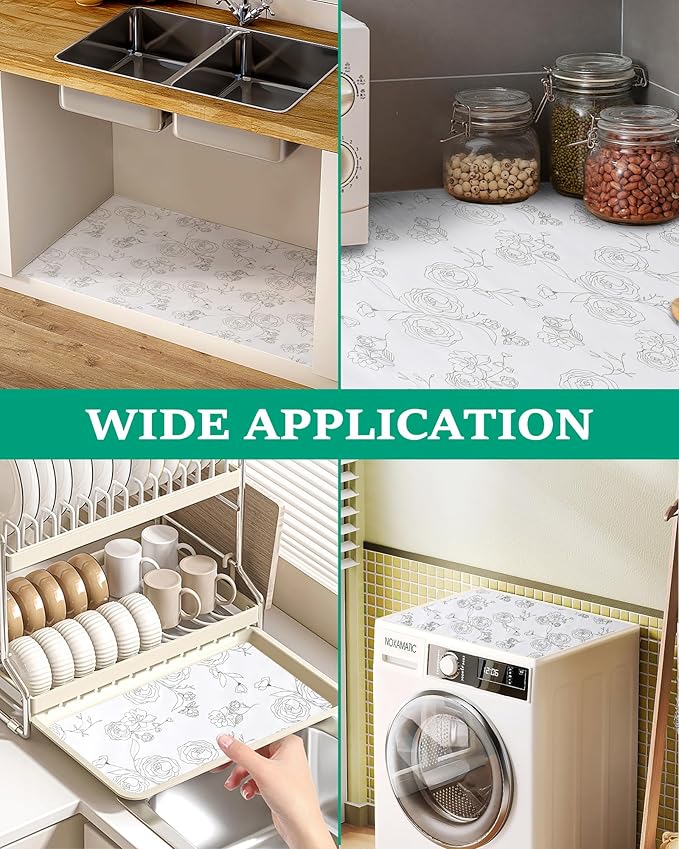 Floral Drawer Liner for Kitchen Cabinet 12 in x 30FT, Non-Adhesive Shelf Liner - Image 5