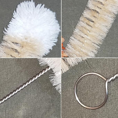 NewFerU Stainless Steel Soda Bottle Cleaning Brush in Natural Boar Bristle Wool - Image 3
