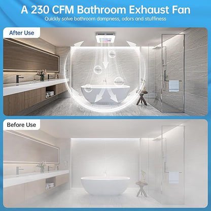 Bathroom Exhaust Fan with Bluetooth Speaker, 230 CFM 1.0 Sone Bathroom Exhaust - Image 5