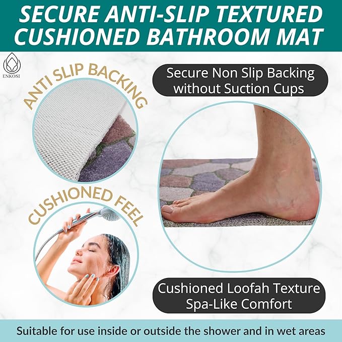 ENKOSI Loofah Non-Slip Shower and Bath Mat - Image 2