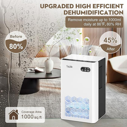 ToLife Dehumidifier for Home, 1000 sq.ft Dehumidifiers for Basement Bedroom - Image 2