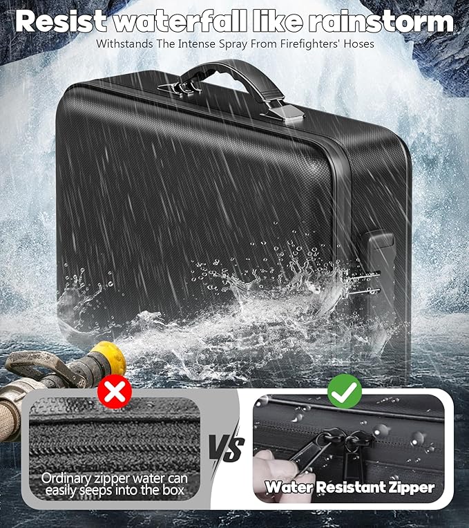 Fireproof Document Box, Hard Case Highly Flame-Resistant Fire Proof Waterproof - Image 7