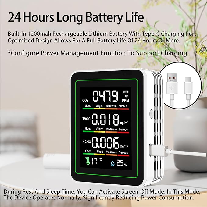 Professional Indoor Air Quality Monitor, 5 in 1 Portable Smartair Quality Tester - Image 5