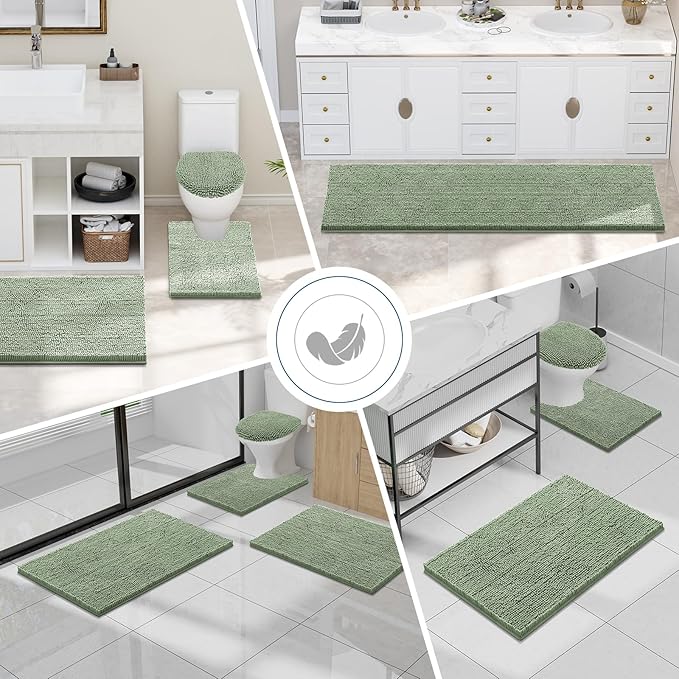 Smiry Luxury Chenille Bathroom Rugs 45x27, Extra Soft and Absorbent Shaggy Bath - Image 7