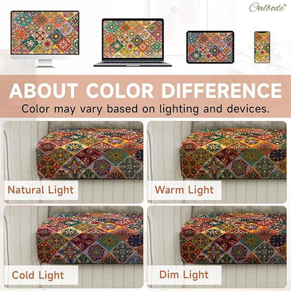 8Pcs Stretch Patio Cushion Cover, Bohemian Colored Geometric Pattern Couch - Image 6