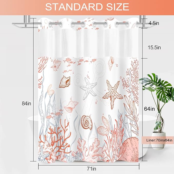 Extra Long No Hook Shower Curtain - Image 6
