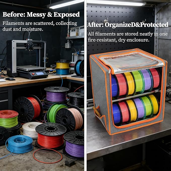 3D Printer Filament Storage Box Large, 2 Tiers Dual-Row Metal Filament Storage - Image 3