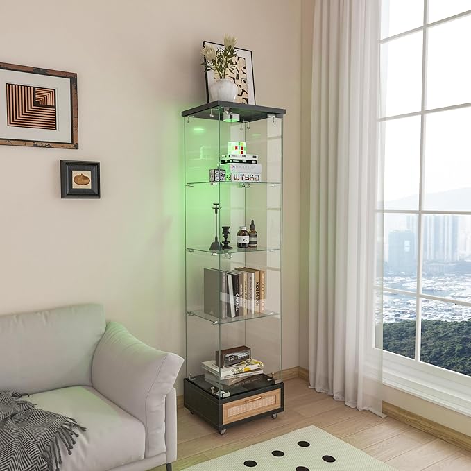 Yoluckea 4 Tiers Glass Display Cabinet - Image 9